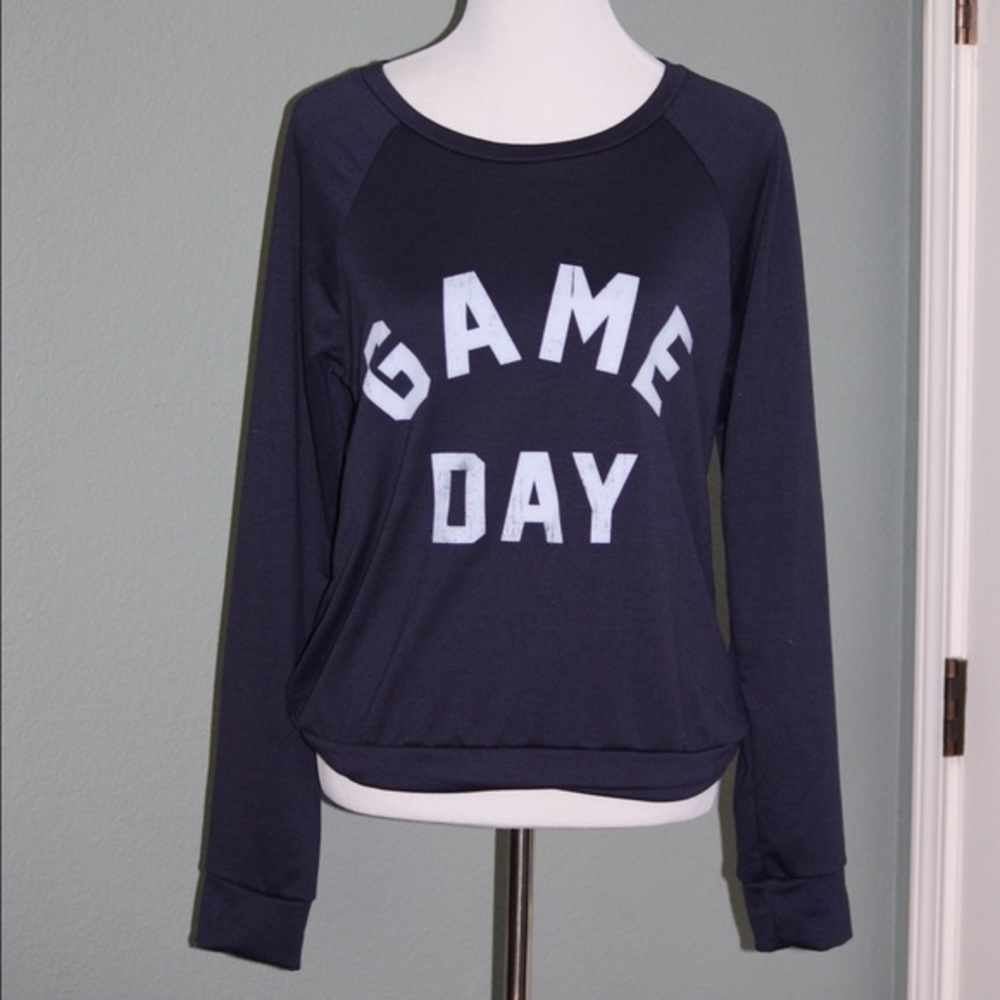 ‘Game Day' Navy Blue Crewneck Top